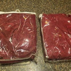 Maroon lace curtain panels 60" long x 36" wide. total of 4 panels (2 sets of 2)