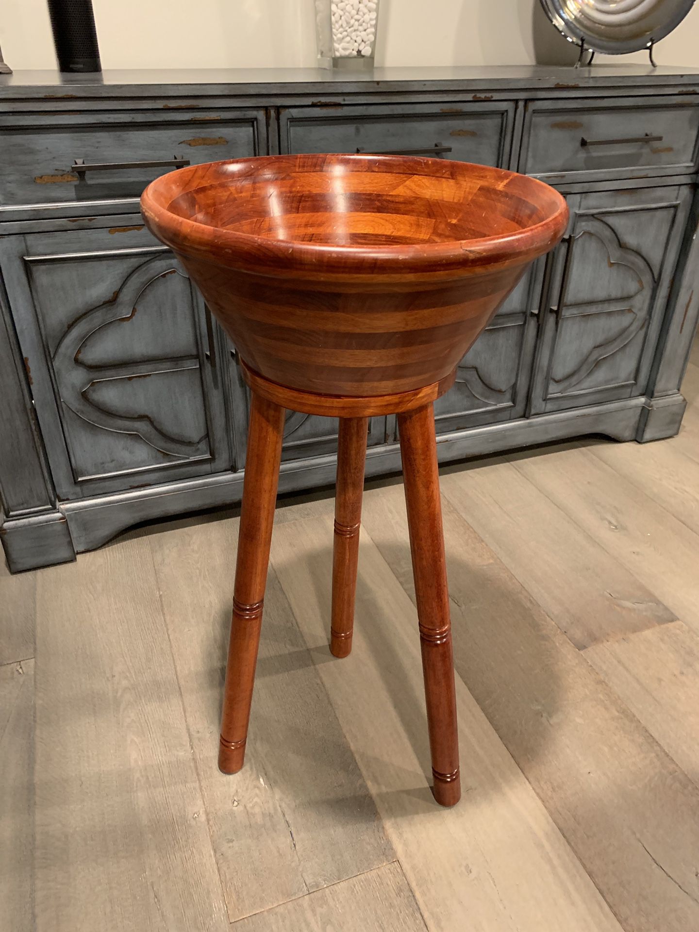 Designer Wood Tableside Serving Bowl