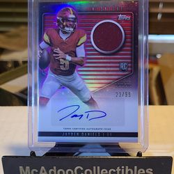 Jayden Daniels 2024 Topps Midnight RPA 23/99 RC Rookie Jersey Auto Commanders