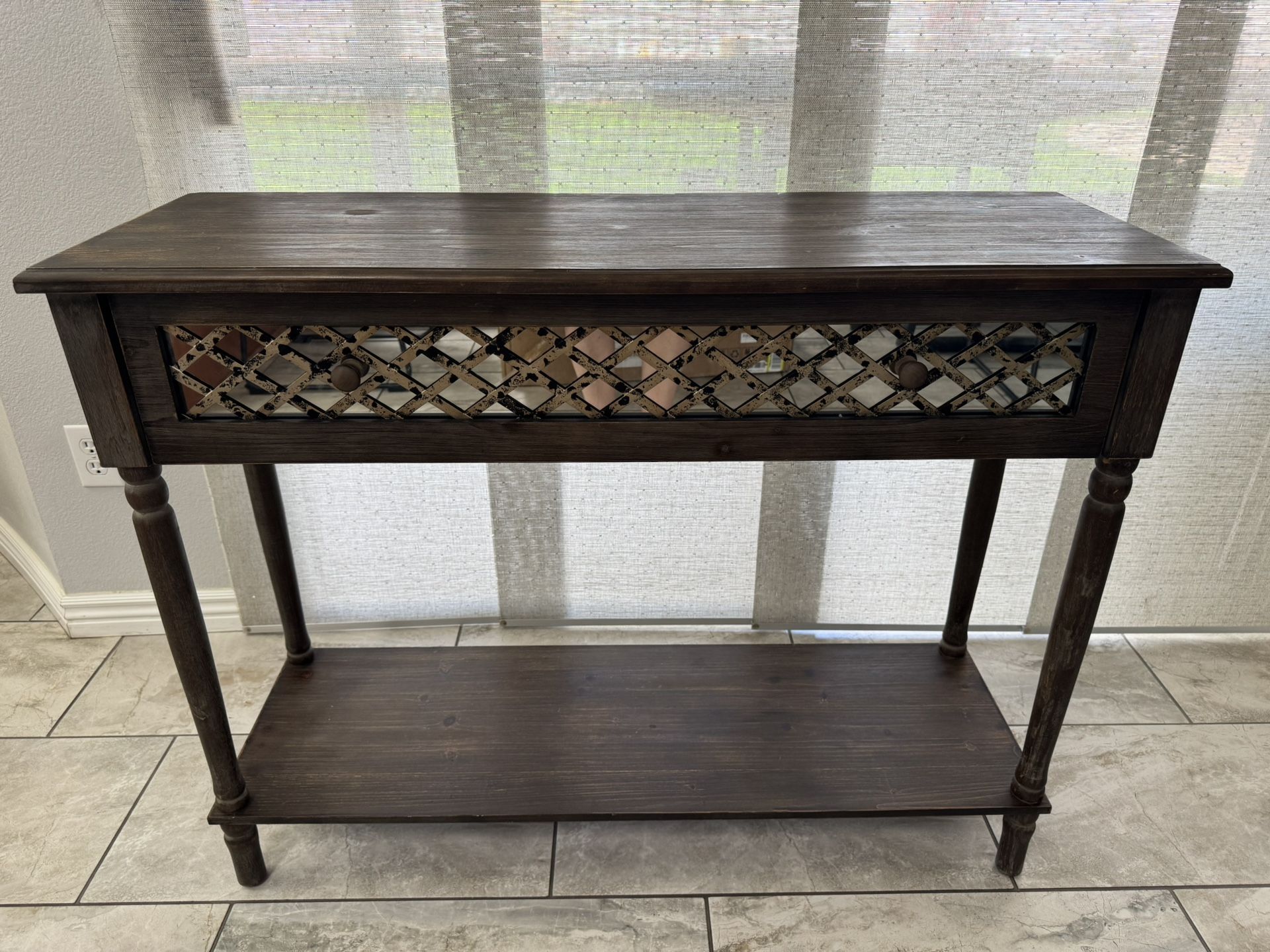 Gray wood Console Table / sofa table with Drawer (42”W x 14” D x 32” H)