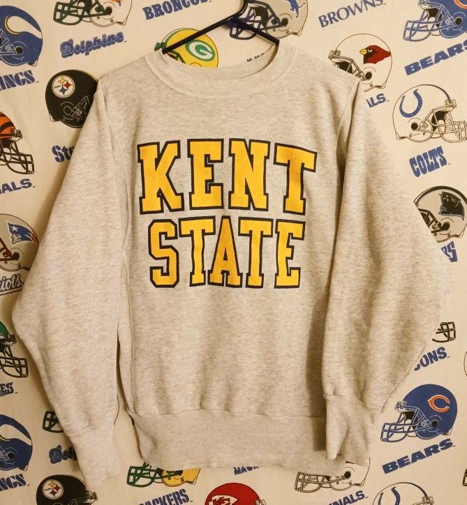 Vintage Vntg 1980s Kent State University Ohio NCAA College Crewneck Sweatshirt Sweater 