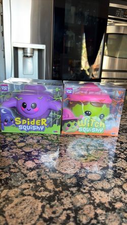 Crazy Fun Purple Spider & Witch Squishy Squeeze Toys Set Ages 6+
