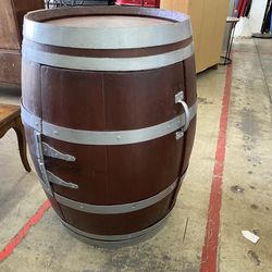 Rustic Wine Barrel Keg Single Door Cabinet Table w/ Shelf