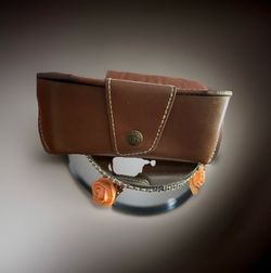 Vintage Original Penguin  Eyeglass/ Sunglass Case Brown  Leather Snap Front.