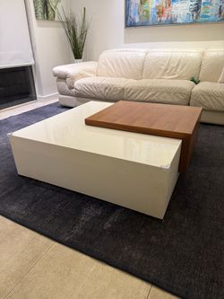 Modern Coffee Table with Sliding Wood Top