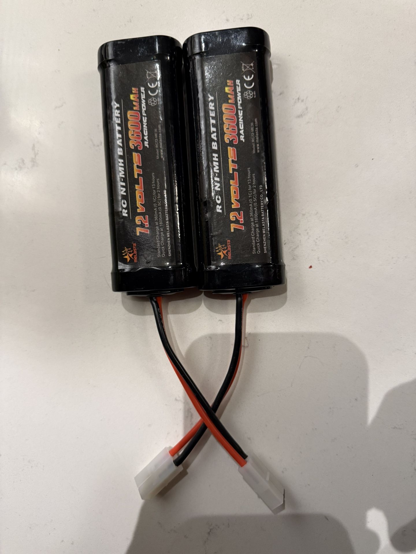 melasta 2pcs 7.2V 3600mAh RC NiMH Battery Packs Compatible with Standard Tamiya Plug, RC Battery for RC Car RC Truck RC Airplane, RC Helicopter Associ