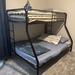 Acme Furniture 78"Twin/Full Bunk Bed Tritan Loft and Bunk Bed Black: Metal Frame