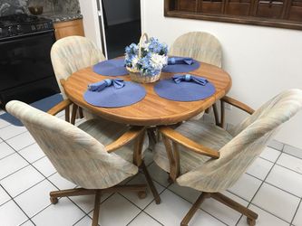 Dinette Set Table and Four Rocking Chairs with Wheels
