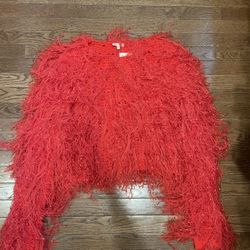 Love Sense red fuzzy cropped sweater 