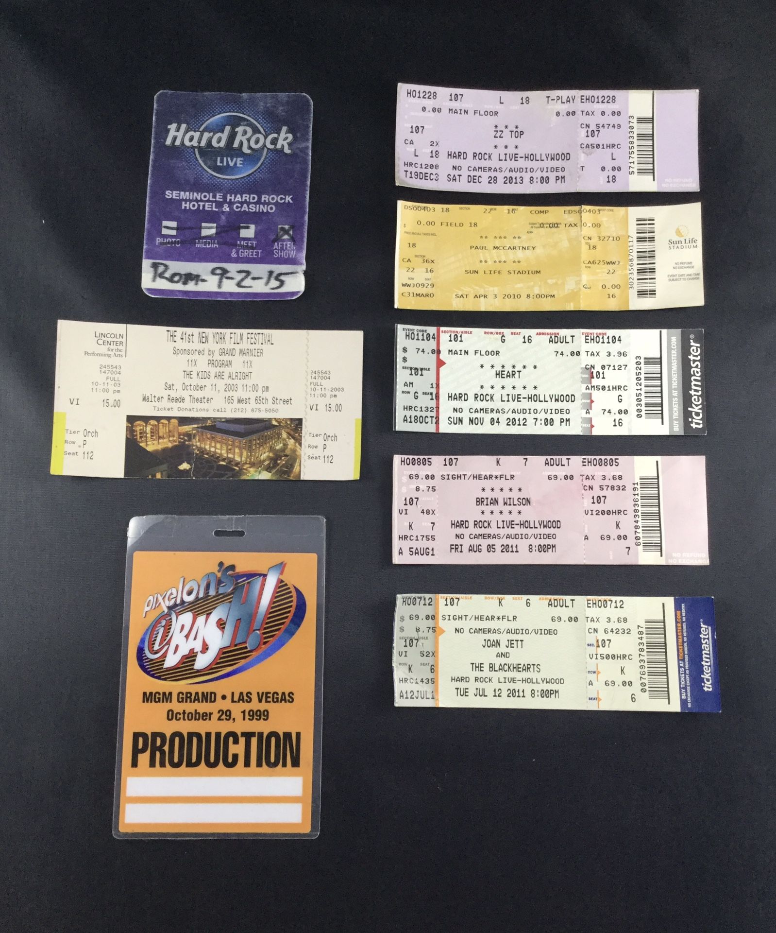 Entertainment Memorabilia- Concert Tickets