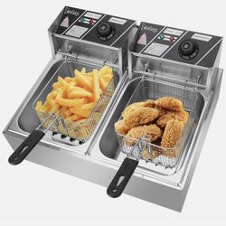 Brand new heavy duty double deep fryer commercial for $90