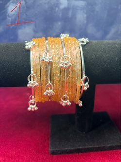 Bangles set each with different color raindrop and Kashmir set