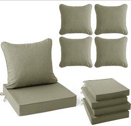 Outdoor Cushions in Mocca Green. New (4)