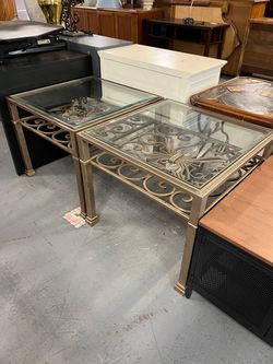 Metal and glass side table end tables (in store)