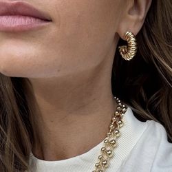 BaubleBar Kayla Gold Hoop Earrings NEW