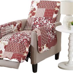 Great Bay Home Reversible Patchwork Recliner Chair Cover - Washable Slipcover Furniture Protector With Elastic Straps - Couch Cover For Dogs, Kids