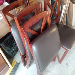 4 Padded Wooden Folding Chairs