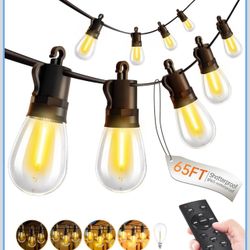 Outdoor String Lights Patio LED Light with Remote Control 65ft