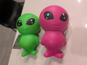 Alien Figure Toys Green and Pink Set of 2