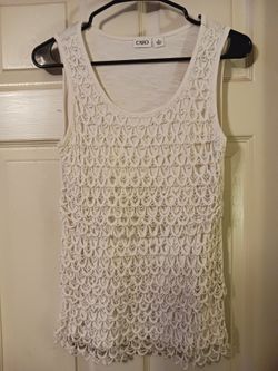 Cato White Crochet Sleeveless Tank Top sz medium