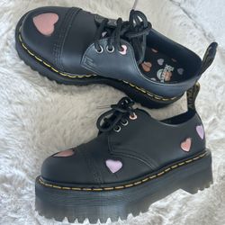 Dr Martens 1461 Hearts Quad Oxford Shoes Women's Size 5/36EU Black Platform NEW! 