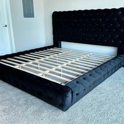 New Black King Size Platform Bed Frame 