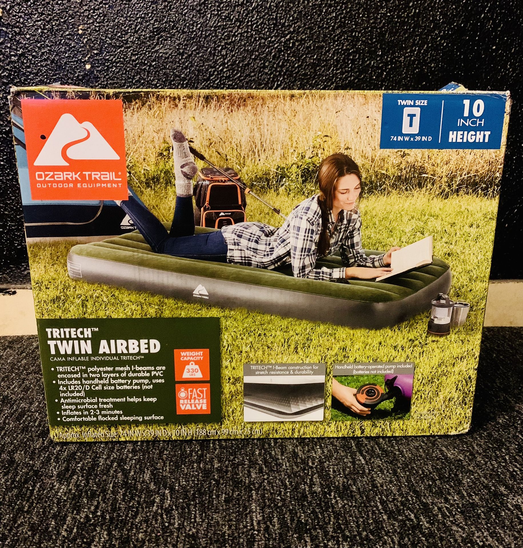 Ozark Trail Tritech Airbed Twin 14" with In & Out Pump and Antimicrobial Coating