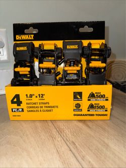 DEWALT 1 in. × 12 ft. Ratchet Tie-Down Straps 4-Pack 1500 Ib. Break Strength