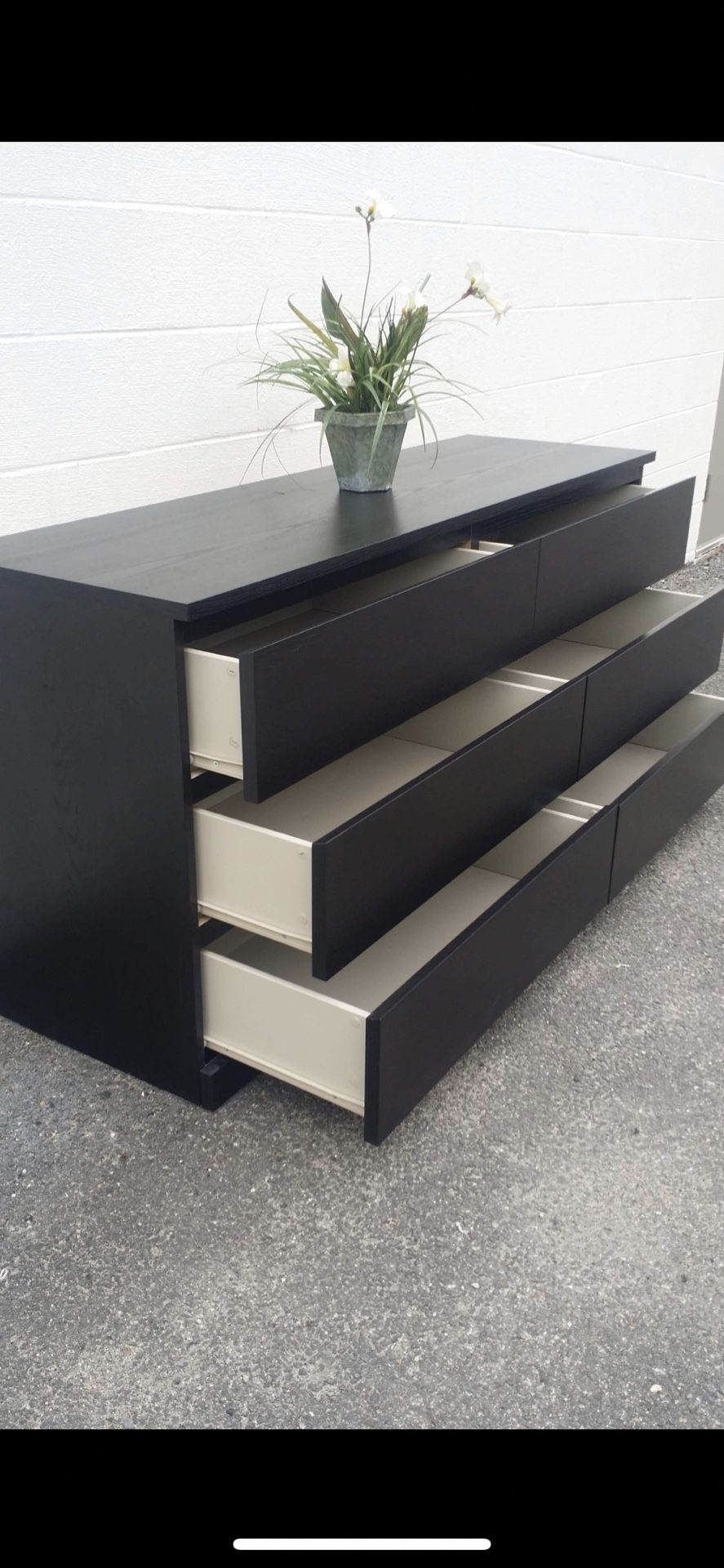 Ikea Malm Black Long Dresser With Big Drawers. Drawers Sliding Smoothly . Delivery Available