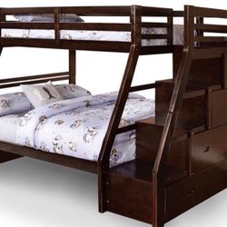 Twin/Full Bunk Bed W/ Drawers In Staircase Brand New In Box