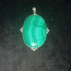 Sterling Silver Malachite Charm (Heavy)