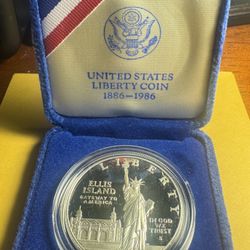 1986 S United States Ellis Island Statue Liberty Proof Silver Dollar Coin 9 Available?