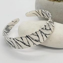 925 Sterling Silver women's ladies men's wide cuff bracelet. Gift