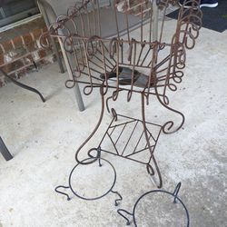 Vintage Wrought Iron Plant Stand. 18" Sq X 28" h