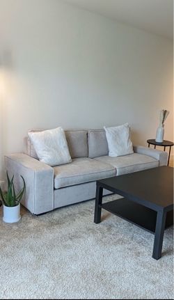 Beige 3 seater fabric couch
