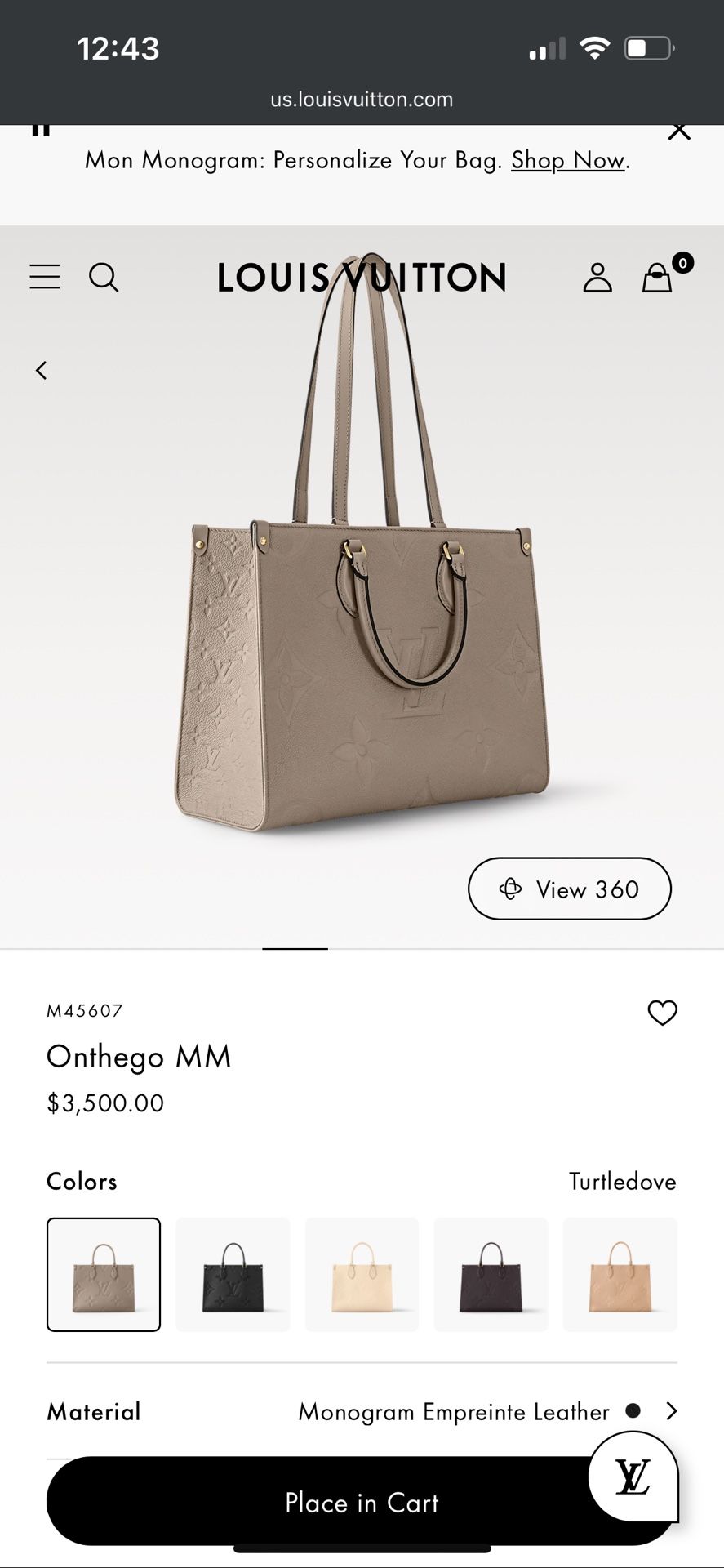 Louis Vuitton Onthego MM Monogram Empreinte Leather Bag