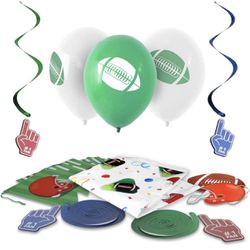 Party Essentials Football Party Decorations Set 37Pcs Birthday Party Supplies Kit Includes Banners