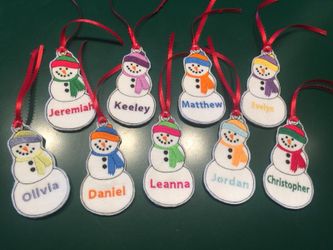 Christmas tree ornaments on felt , you can choose names and colors