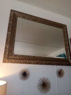 Gold colored frame beveled mirror 40x30