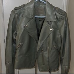 Mint Green Faux Leather Jacket 