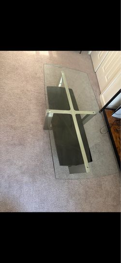 Modern Glass Coffee Table w/ Metal Frame