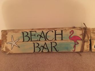 Beach Bar Distressed Wood Sign