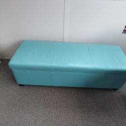 Two Turquoise Storage Ottomans 