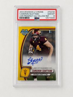Cameron Skattebo 1st bowman /75 PSA 10