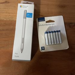 Microsoft Surface Pen Stylet And AAAA Batteries