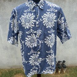 PreOwned Reyn Spooner Phil Edwards Hawaiian Print Blue/White Men's XL