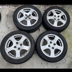 4 — 205/50r15 4x100 4x3.94 Stock Acura Integra Fat Five Civic Fit Xa Xb Ia Yaris Miata Wheels Rims Tires!!