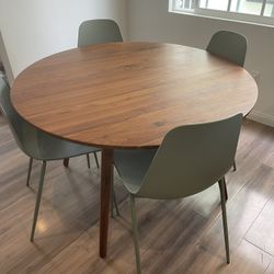 Article Round Solid Wood Table 36” + Chairs 