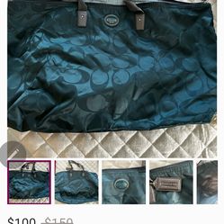 Coach drk teal carry on bag pet smk free