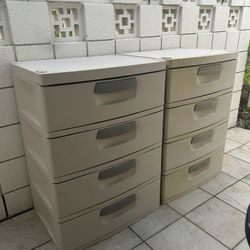 2 Sterilite 4 Drawer Unit, Durable Plastic Storage . ( 25 5/8" x 19 1/4" x 35 3/4")